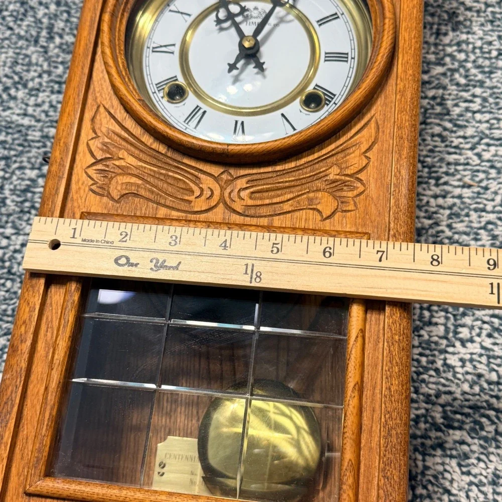 Centennial Parlor Clock No. G1299 The Time Co Wood Wall Pendulum Roman Numeral